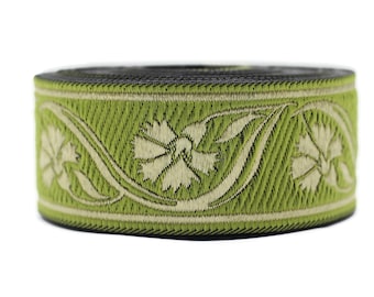 Nastro Celtico 10m Verde Scuro Con Argento – 35mm – Passamaneria Jacquard Per Cucito E Fai Da Te
