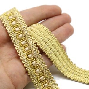 20 mm Scroll Trim Gold, 0.78 inc, Scroll Gimp braid trim, By The Yard trim, Drapery trim, Upholstery trim, Gimp trim, Curtain Trim