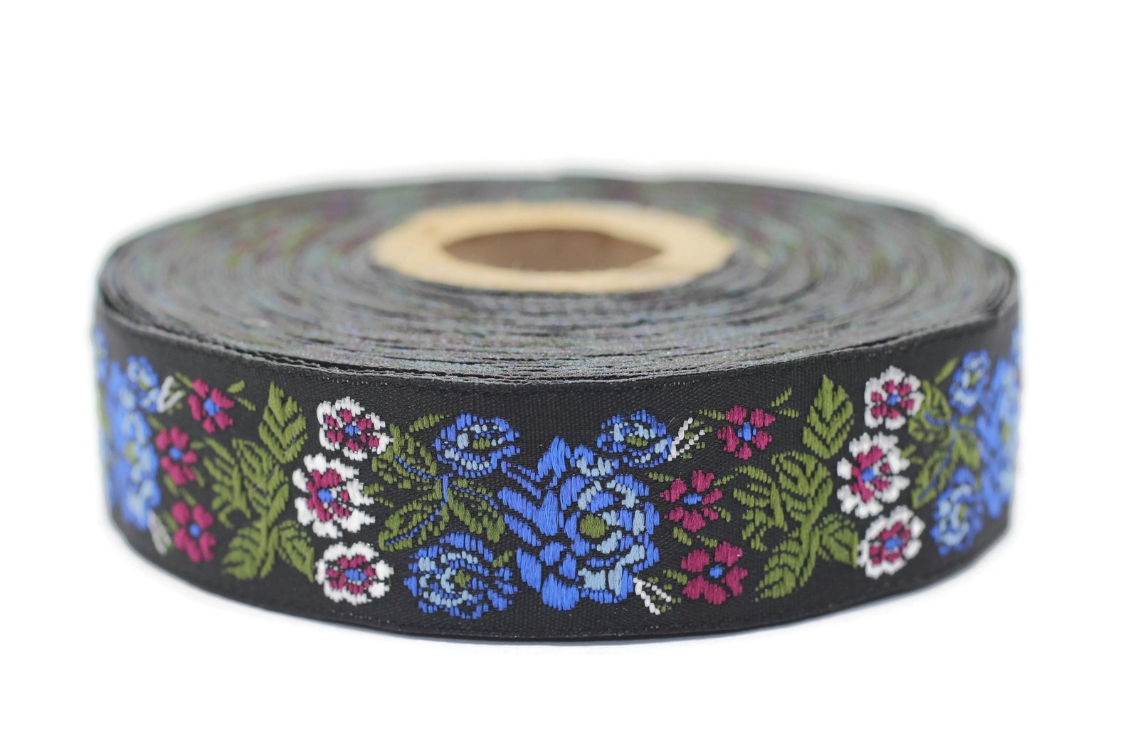 22 Mm Blue Floral Embroidered Ribbon 0.86 Inches Vintage - Etsy