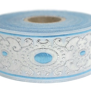 35 mm blau / weißes Jacquardband (3,5 cm), Webband, authentisches Band, Nähen, Jacquardborte, Kragenzubehör, 35805