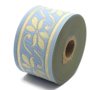 50 mm Blue&Gold Celtic Violet Jacquard Ribbon (1.96 inches), Celtic Tapestry, Jacquard trim, Drapery Trim, Upholstery Fabric, 50084