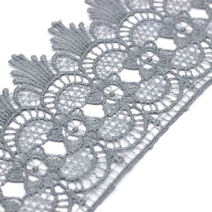 83 mm 8 Meters Gray Bridal Guipure Lace Trim | 3.2 Inc Wide Lace Trim | Geometric Bridal Lace | French Guipure | Guipure Lace Fabric TRM83