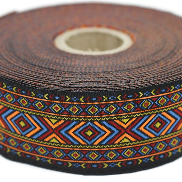 35 mm Colorfull African Motif Ribbon (1.37 inches), Vintage Jacquard, African Pattern Ribbon, Sewing Trim, Huge Trim, Large ribbon, 35995