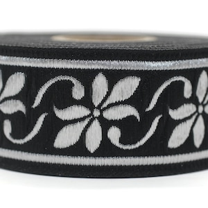 35 mm Black/Silver Celtic Violet Jacquard Ribbon (1.37 inches), Celtic Tapestry, Jacquard trim, Drapery Trim, Upholstery Fabric 35084
