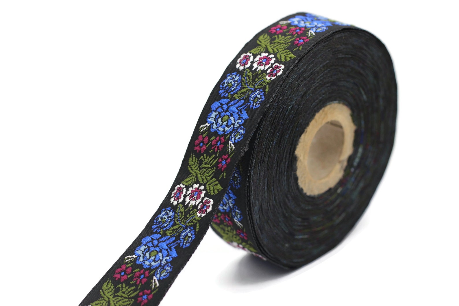 22 Mm Blue Floral Embroidered Ribbon 0.86 Inches Vintage - Etsy