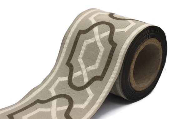 Beige- Brown 100 Mm Embroidered Ribbons (3.93 Inch  display picture 1