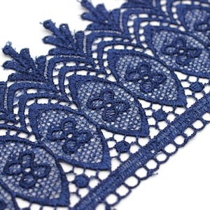 100mm 8 Mt. Royal Blue Bridal Guipure Lace Trim | 3.93 Inches Wide Lace Trim | Geometric Bridal Lace | French Guipure | Lace Fabric TRM100