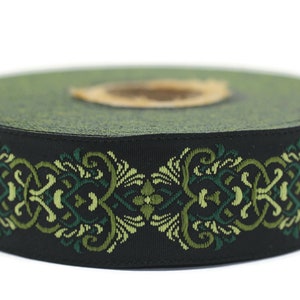 25 mm Celtic Knot Green Jacquard Ribbon (0.98"), Sewing Trim, Dirndl Apron Trim, Dirndl Accessories, Drapery Trim Tape, Costume Trim 25976