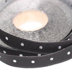 14 mm Black&Silver Flat Motive Jacquard ribbon, (0.55 inches), jacquard ribbon, Flat ribbon, french ribbon, Jacquard trim, ribbon