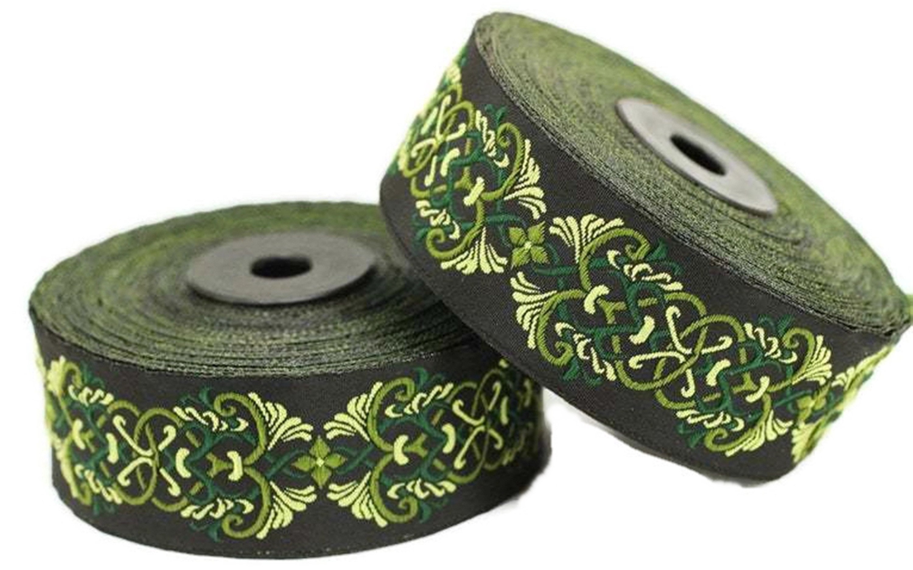 Celtic Rope Ribbon 35 Mm Celtic Knot Green Jacquard Ribbons 1.37 Inches Ribbon - Etsy