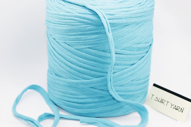 Light Blue T-shirt Yarn, Cotton Yarn, Recyled Fabric yarn, home textile yarn, crochet yarn, basket yarn, bag yarn, Upcycled Yarn, n tshirt