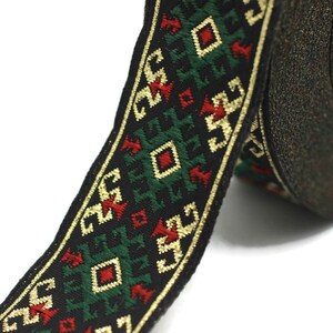 25 mm Green/gold Snowy Jacquard trim 0.98 inches, vintage Ribbon, Decorative Craft Ribbon, Sewing, Jacquard ribbon, Trim, ribbon, 25953 image 4