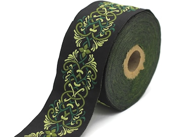 50 mm Celtic Knot Green jacquard Ribbons (1.96 inches)  ribbon trim,  jacquard trim, craft supplies, collar supply, trim, 50976