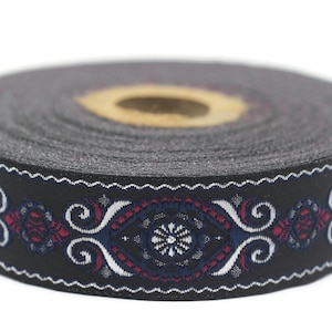 25 mm Blue Pink Jacquard trims (0.98 inches), jacquard ribbon, Decorative Craft Ribbon, Sewing trim, woven trim, embroidered ribbon, 25950