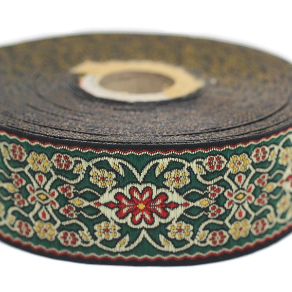 35 mm Red&Green Anatolian jacquard ribbon (1.37 inches), jacquard trim,  jacquard ribbons, fabric ribbon, vintage trim, 35939