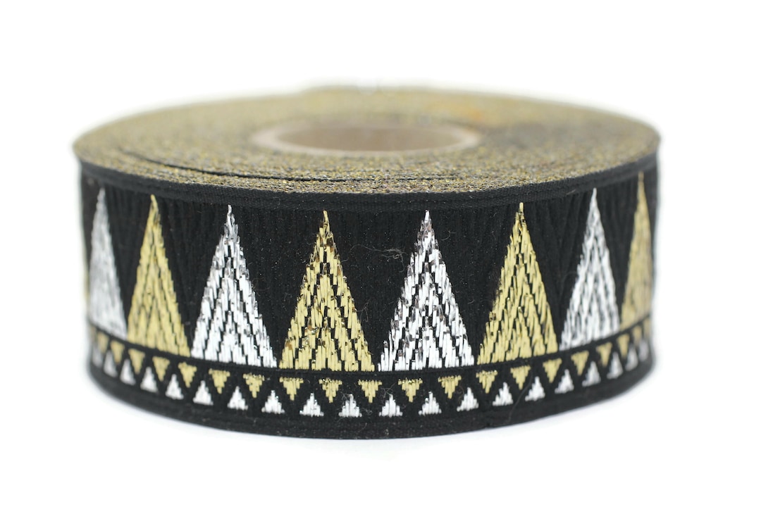 28 Mm Silver Golden Jacquard Ribbons (1.10 Inch), Aztec Ribbon, Dog ...