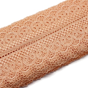 19.6 Yards Poudre Bridal Guipure Lace Trim | 2.1 Inches Wide Lace Trim | Geometric Bridal Lace | French Guipure | Guipure Lace Fabric TRM53