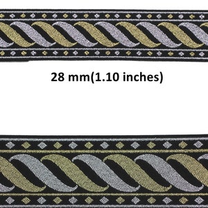 Gold Silver Spiral Jacquard trim, vintage Ribbon, Decorative Craft Ribbon, Sewing, Jacquard ribbon, Trim, 28326, 40326