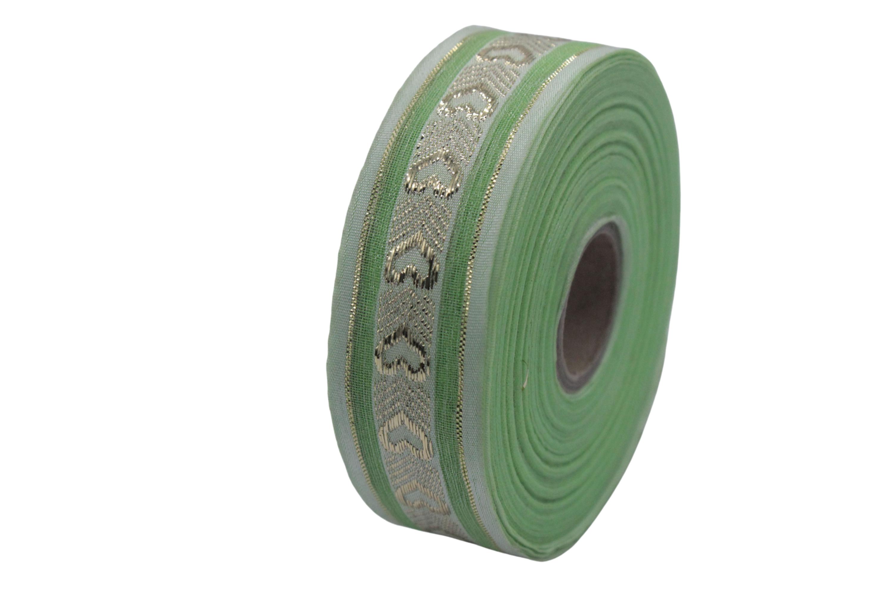 DELORIGIN Ruban Jacquard Tissé Vert 9m Motif Feuilles - Sangle Broderie Couture Et Décoration