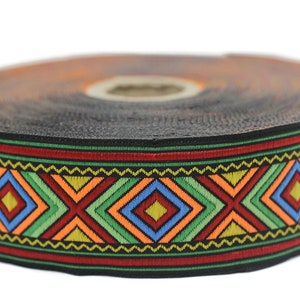 35 mm Colorful African Motif Ribbon (1.37 inches), Vintage Jacquard ribbon, African Pattern Ribbon, Sewing Trim, Jacquard Trim, 35971