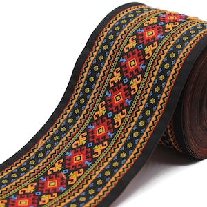100mm Orange/Red Snowy Jacquard trim (3.93 inches), Huge Jacquard,  Decorative Craft Ribbon, Large Ribbon, Jacquard ribbon, Trim, 100997