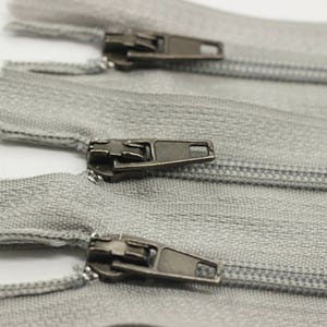 10 piezas de cremalleras para pantalones grises, cremallera de 18-60 cm (7-23 pulgadas), cremallera para vestidos, cremallera para faldas, cremallera liviana, cremallera para vestidos, cremalleras PZ01