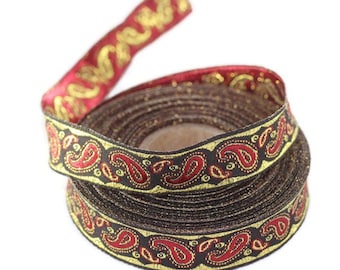 red and yellow ABC ribbon vintage jacquard woven 22MM R032 
