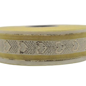 1.02&quot; Yellow Heart Jacquard Ribbon Trim (26 mm), Woven Border, Upholstery Fabric, Webbing Trim Costume Design 26332