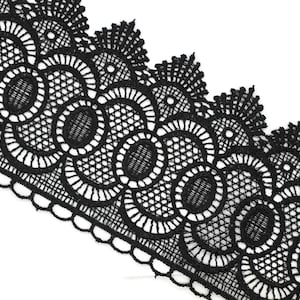 80mm 8 Meters Black Bridal Guipure Lace Trim | 3.14 Inch Wide Lace Trim | Geometric Bridal Lace | French Guipure | Guipure Lace Fabric TRM80