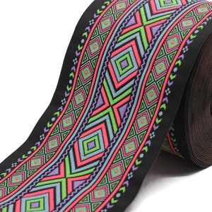 100 mm Rainbow African Motif Ribbon (3.93 inches), Vintage Jacquard, African Pattern Ribbon, Sewing Trim, Huge Trim, Large ribbon, 100995