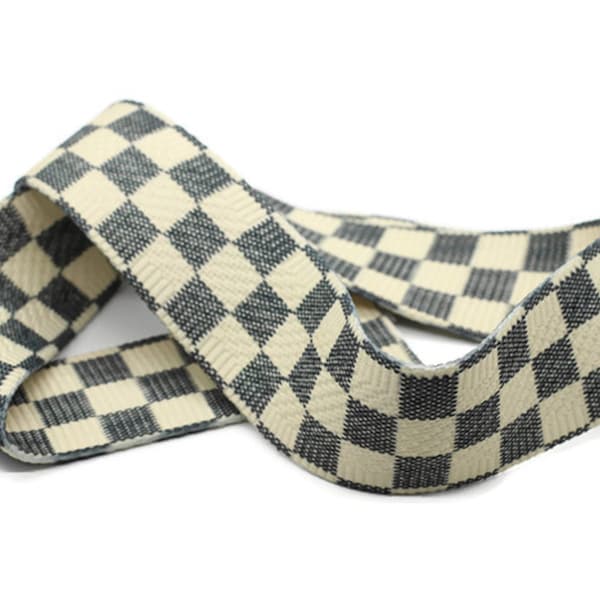 45 mm Checkered Ribbons, Cream ribbons, Ribbon for strap (1.77in), double decker ribbon, Thick Trim,  bag ribbon, guitar ribbon,