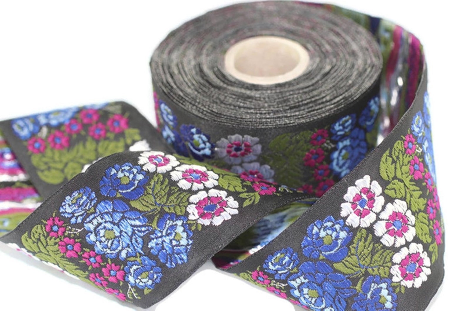 50 Mm Blue Floral Embroidered Ribbon 1.96 Inches Vintage | Etsy