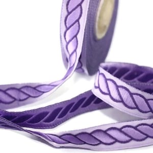 14 mm Lilac spiral Jacquard trim (0.55 inches), Decorative Craft Ribbon, Sewing, Jacquard ribbon, Trim, woven ribbons, collor supply, 14511