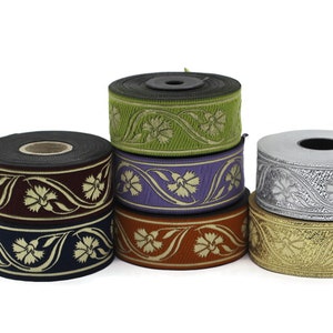 35 mm Floral ribbon 1.37 (inch) | Celtic Ribbon | Embroidered Clover Ribbon | Jacquard Ribbon | 35mm Wide | 35070