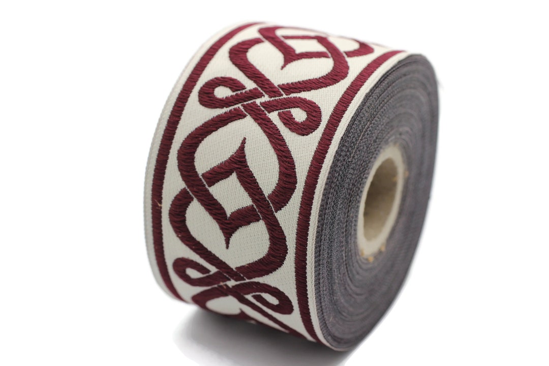 Celtic Rope Ribbon 50 Mm Claret Red Celtic Knot Ribbon (1.96 Inch), Jacquard Trim ...