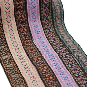 0.98 inches Hippie Motif Ribbon Jacquard Ribbon Woven Trim Home Decor and Costume Trims 25995