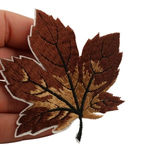 10 Pcs Maple Leaf Patch, Brown 3.1 Inch Iron On Patch Embroidery, Sycamore leaf Patch, Sew On Patch, Embroidered Patch, Applique
