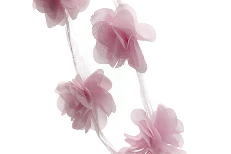 Fleur en mousseline de soie rose bébé de 50 mm, fleur moelleuse pour accessoires de cheveux, garniture de rose, bandeaux de fleurs en mousseline de soie minable, garniture en mousseline de soie, couture, artificielle image 3