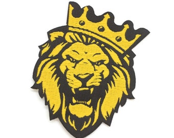 10 Pcs Yellow Lion King Patch 2.7 Inch Iron On Patch Embroidery, Custom Patch, High Quality Sew On Badge for Denim, Sew On Patch, Applique