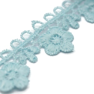 8.74 Yards Mint Blue Floral Bridal Guipure Lace Trim | 0.87 Inches Wide Lace Trim | Bridal Lace | French Guipure | Lace Fabric TRM22