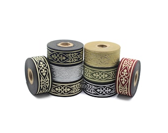 35 mm Royal Celtic Jacquard ribbons (1.37 inch), Choose Your Color Woven trim, Trim for Medieval inspired dresses Traditional Costume 35068