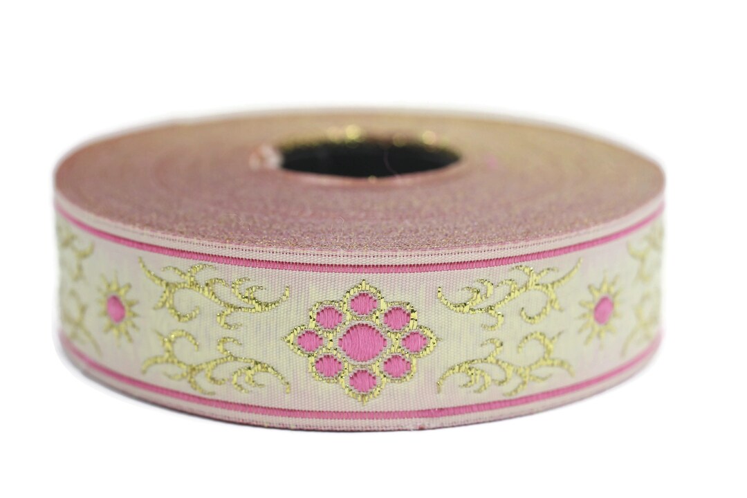 22 Mm Cat Paw Metallic Pink Jacquard Ribbons (0.86 Inches), Native ...