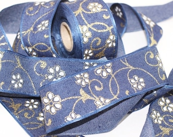40 mm Blue Jean Ribbon (1.57 inches), vintage Ribbon, Decorative Craft Ribbon, Blue ribbon, Rodeo Ribbon,  NWBR