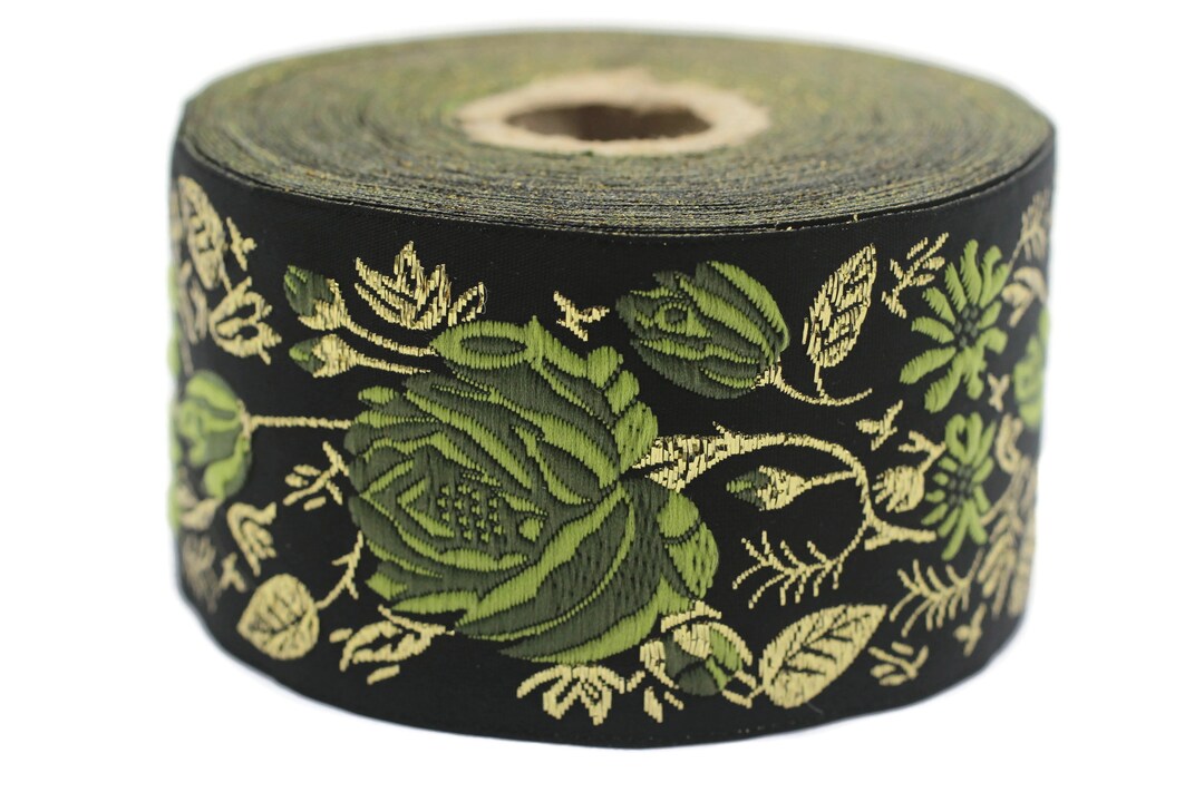 Nastro Jacquard Floreale 5 Cm X 11 Metri - Rosa E Bianco Con Ricamo Fiori Per Decorazioni E Crafting (Rif. 50089)