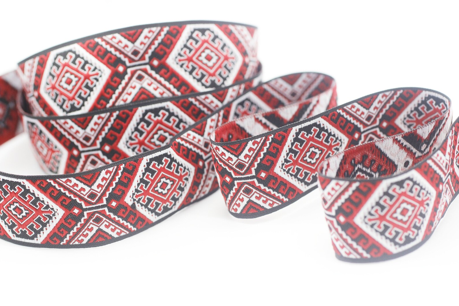 25mm Red/Black embroidered ribbon Jacquard ribbon 0.98 | Etsy