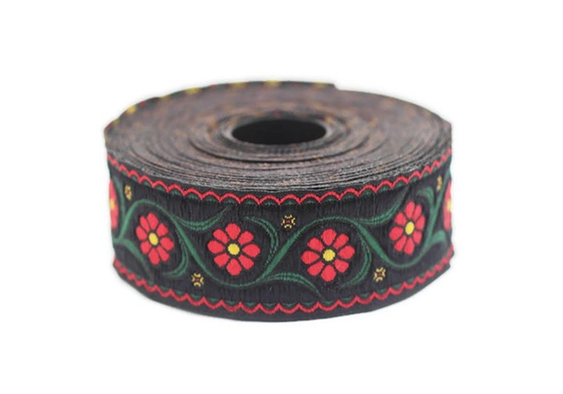 22 mm Red Floral Embroidered ribbon 0.86 inches Vintage | Etsy