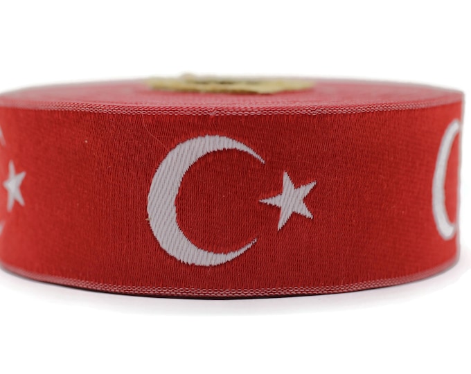 32 Mm Turkish Flag Motif Jacquard Ribbon (1.28 Inches), Vintage ...