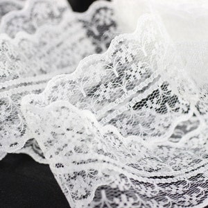 45 mm White Lace trim  - Seam(1.77 inches) Binding hem tape chantilly lace trim for bridal, baby, lingerie, hair accessories  -