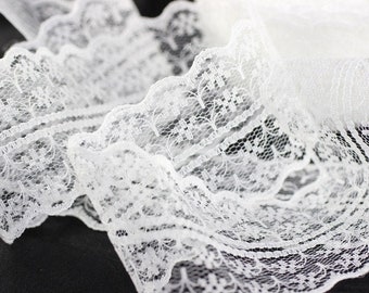 45 mm White Lace trim  - Seam(1.77 inches) Binding hem tape chantilly lace trim for bridal, baby, lingerie, hair accessories  -