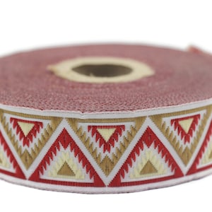 25 mm Red Milk Brown Chevron Jacquard ribbon (0.98 inches, Decorative ribbon, Craft Ribbon, Jacquard trim, trim craft, costume ribbon, 25915